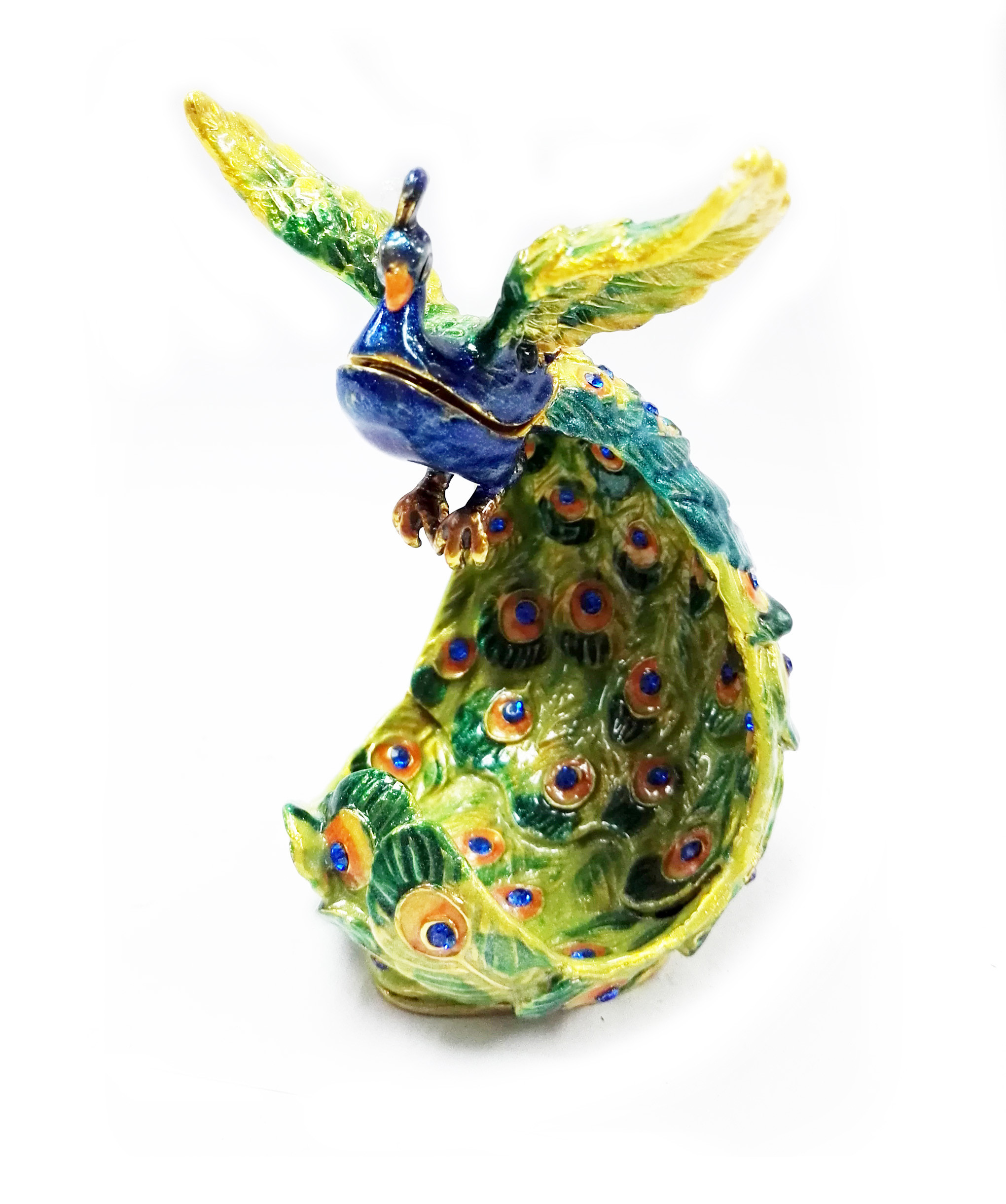 Decorative Gift Colorful Peacock Jewelry Box Metal Peacock Jewelry Box For Sale