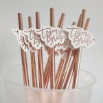 197mm 6mm Team Bride Wedding Rose Gold Biodegradable Paper Straws