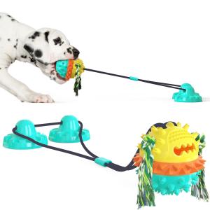 China Natural Rubber Dog Chew Toy TPR Indestructible Suction Dog Tug Of War Toy factory
