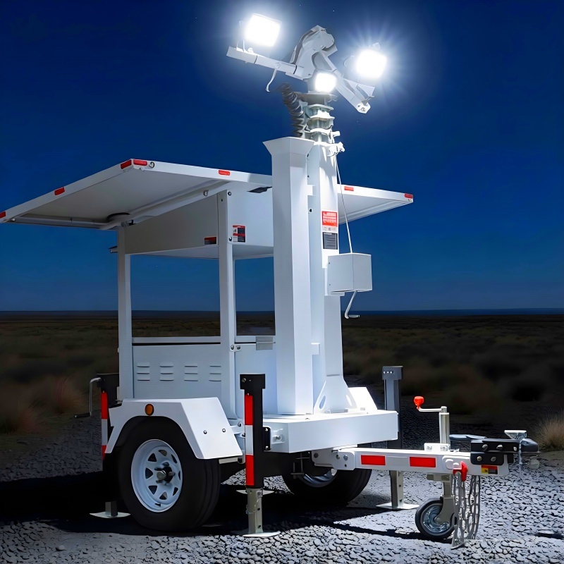 Rapid Deployment Mobile Solar Light Tower Foldable Design Portable LED Light Tower With Solar Panels