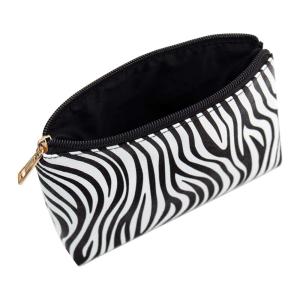 China 3 Pack Zebra Striped PU Leather Toiletry Travel Bag factory