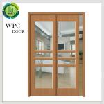 WPC Interior Soundproof Glass Office Door , PVC Double Sliding Glass Doors