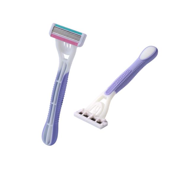 Disposable Five Blade Razor With Aloe Vera Vitamin E Lubricating Strip Blue