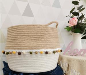 China OEM Home Center Decoration Easter Woven Big Blue Cotton Rope Baby Storage Organizer Empty Toys Gifts Clothes Laundry Bas factory