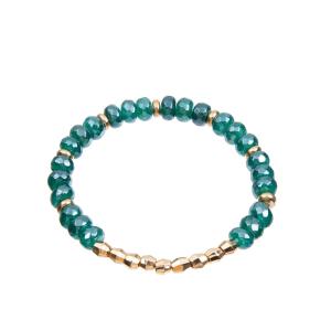 China Dyed Shinny Green Jasper Beaded Bracelet 5*8mm Elastic rope String Material factory