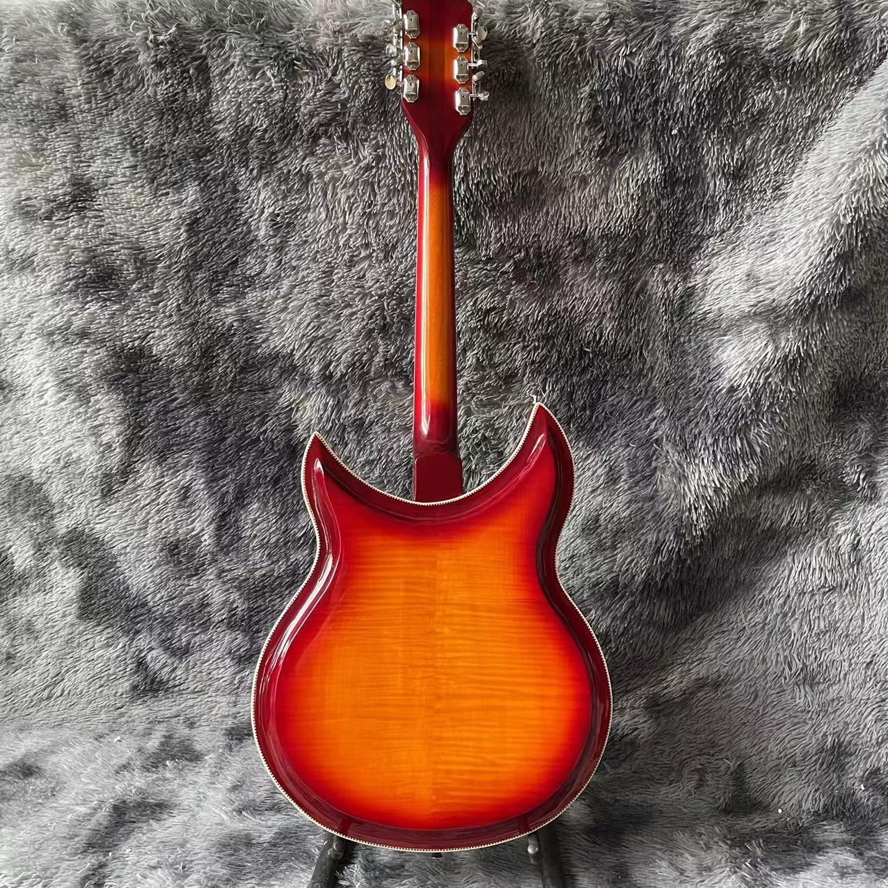 Custom Flamed Maple Top Ricken 381 Style 6/12 String Electric Guitar in Cherry Burst Color
