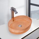 Oval Shaped Glass Vessel Basins Modern Orange Color Bathroom Vessel Sinks