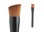 Woman Black Foundation Bevel Brushes With Brown Hair / Black Ferrule