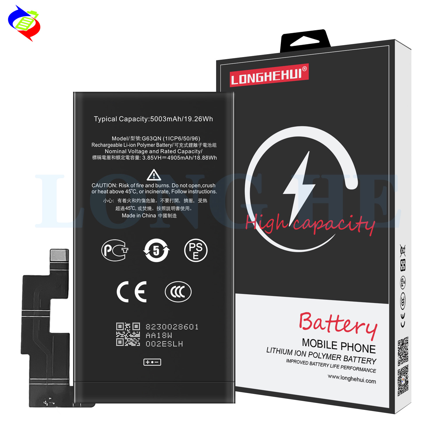 3.85V 4900mah G63QN Lithium ion Replacement Battery for Pixel 6 Pro G8VOU GLUOG GF5KQ