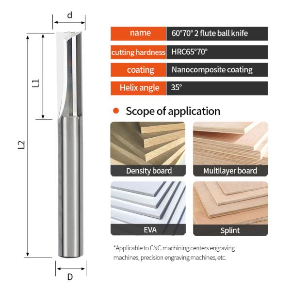 YingBa Custom Coated 8mm Tungsten Steel Shank Two Flutes Straight Milling Cutter for CNC Engraving & Wood Cutting OEM Support
