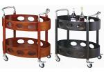 Round Liquor Mahogany Finish Wood Room Service Equipments for Wine and Beverage