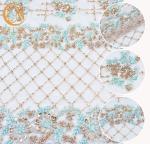 Popular Sequin Lace Fabric 140cm Width Handmade Green Lace Material