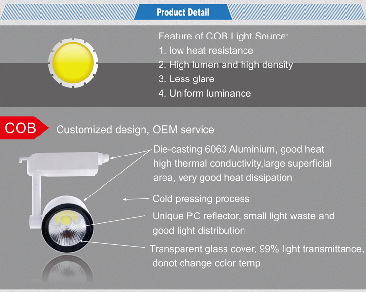 LED track light 30w China manufacturer
