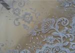 Floral Embroidery Corded Lace Fabric , Bridal Sequin Mesh Fabric With Scalloped