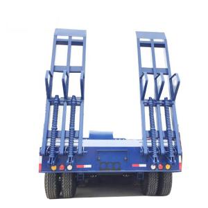 China Blue 5000kg Low Bed Semi Trailer BPW 3 Axle Low Bed Heavy Duty factory
