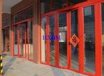 Large Opening Double Glazed Folding Door Wood Color Aluminium Frame Bifold Doors