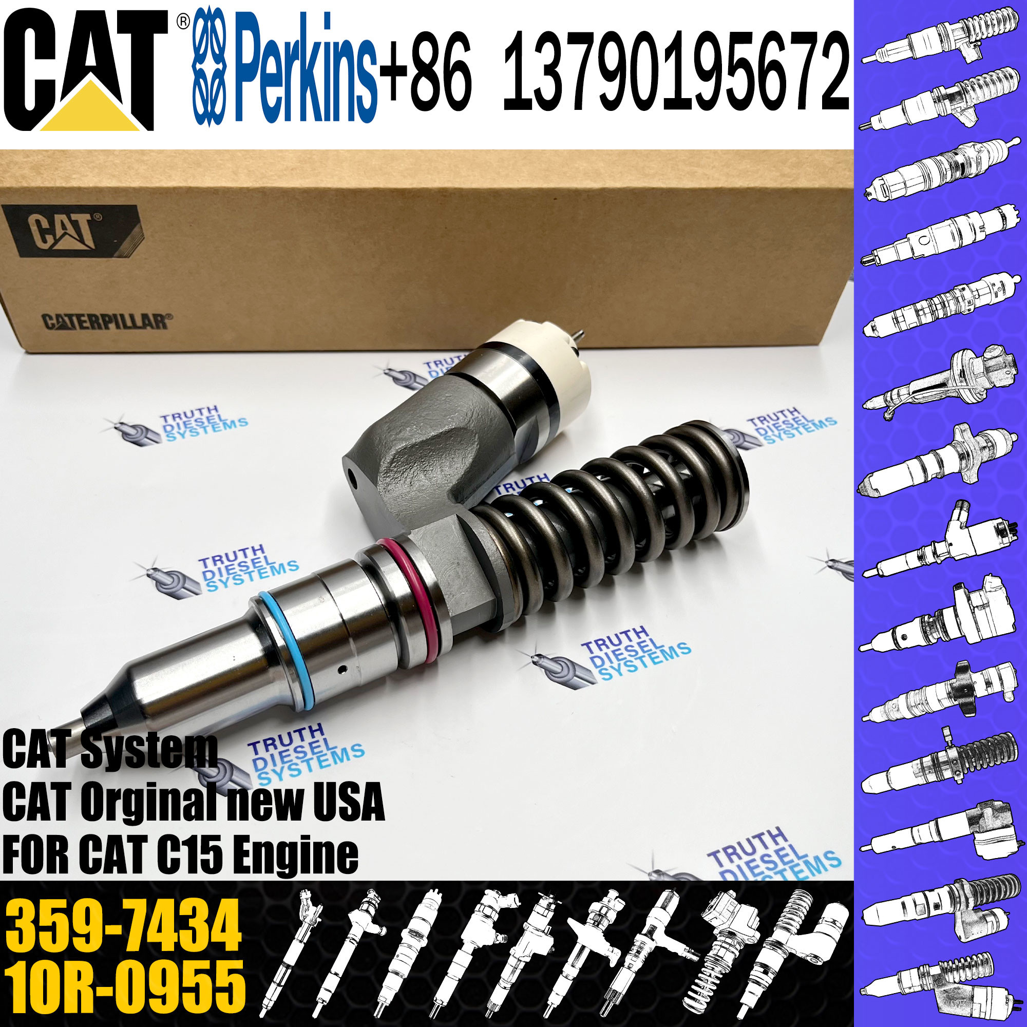 Common Rail Diesel Fuel Injector 359-7434 3597434 20R1304 10R-0959 1OR-1000 10R-3263 355-6110
