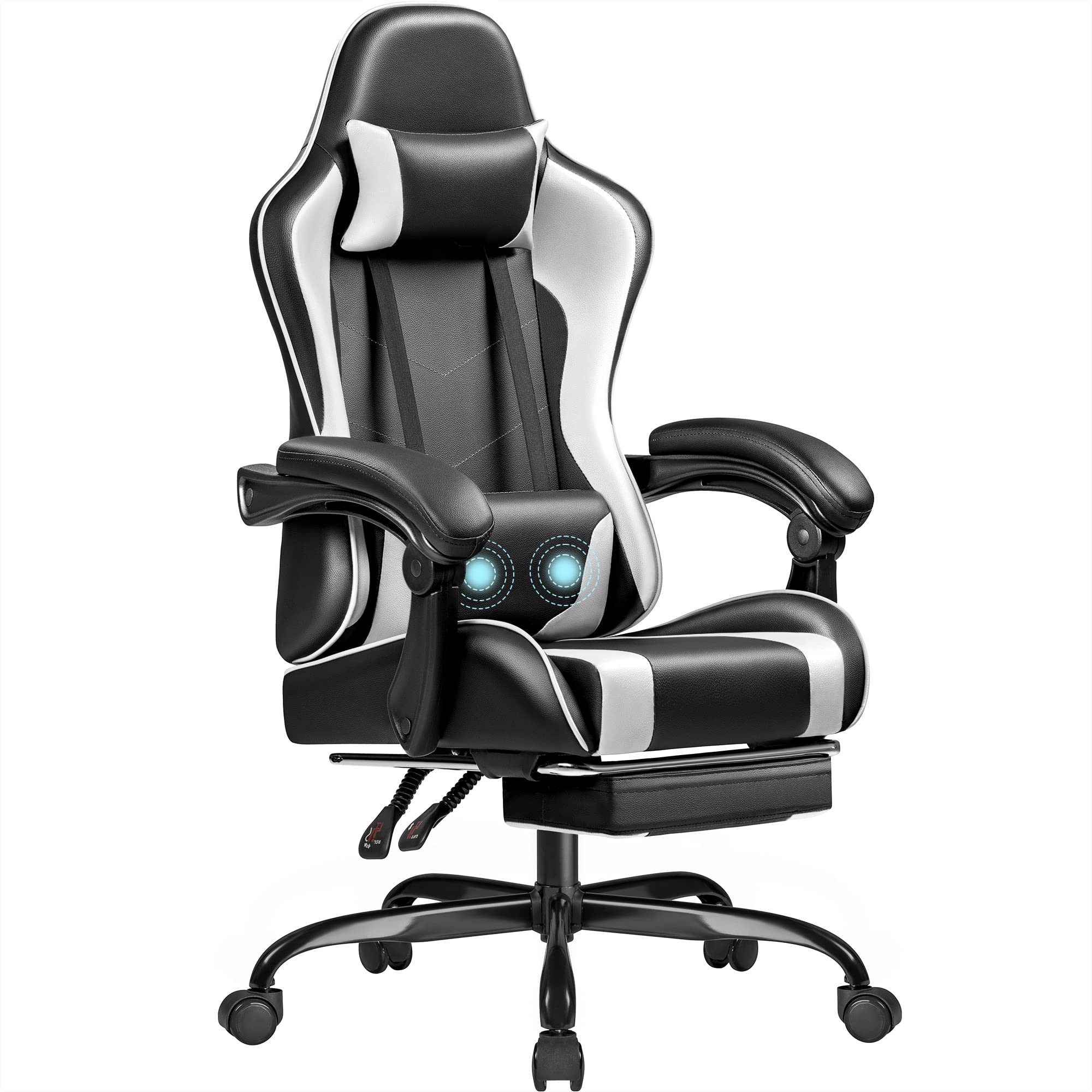 Adjustable Height Video Game Chair with Footrest Gaming Chair 18.5"D x 20.9"W x 50.4"H