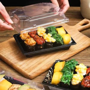 Custom Cake Packaging Transparent Disposable Takeout Sushi Tray Rectangular