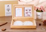 Souvenir Gift Baby keepsake Box , Solid Wood Baby Hand And Footprints Photo