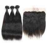 Raw Curly Indian Natural Human Hair Extensions 3 Bundles With Frontal Closure