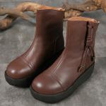 S034 New autumn and winter thick-soled wedges women's boots warm fleece Martin