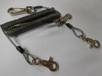 Translucent Black Steel Spring Coil Lanyard Leashes w/Delux Swivel Claw 2pcs