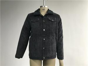 China Black Mens Medium Trench Coat Corduroy Harrington trucker Jacket With Long Sleeve factory