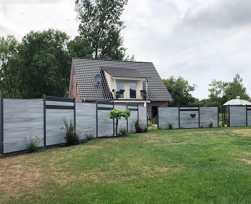 Gray WPC Cladding Panel Exterior Wall Fence 24x170mm Interlocking House School Decoration