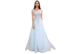 China Blue Breathable Middle Eastern Bridesmaid Dresses Printed Fabric For Party factory