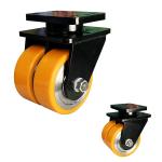 5000KG Capacity PU Wheels Orange Super Heavy Duty Casters Steel PU Twin Wheel