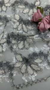 China 100% Polyester Sequin Metallic Lace Fabric Luxury Breathe And Elegent Sequin Fabric factory