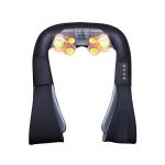 Black PU Cover Portable Neck Massager 4D Kneading With Red Light Warm Massage