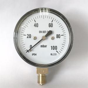 China ABS Capsule Pressure Gauge Radial Mount 100 Mbar Bellows Manometer factory