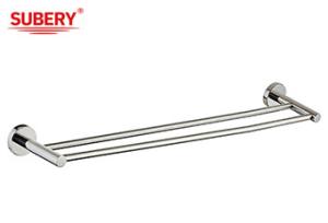 China SUS304 Double Hand Towel Bar Polished Chrome Color OEM Round Design Project Home factory