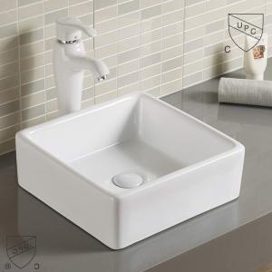 China Square Porcelain Sink Small Decal Bathroom Wash White Hand Basin factory