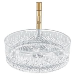 China Transparent Crystal Glass Vessel Basins Ice Prism Countertop Sinks factory