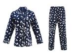 100% Cotton Flannel Womens Button Up Pajama Sets With Piping And Long Pants