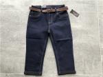 Medium Rise Ladies Denim Jeans Pristine Wash Stretch Denim Pedal Jeans With Belt