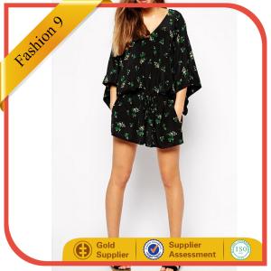 China Chiffon Tunic Dress in Floral Print with Tie Waist factory