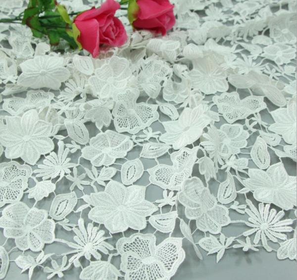 Chemical Lace Ivory Color Water Soluble Embroidery Fashion fabric for Garment
