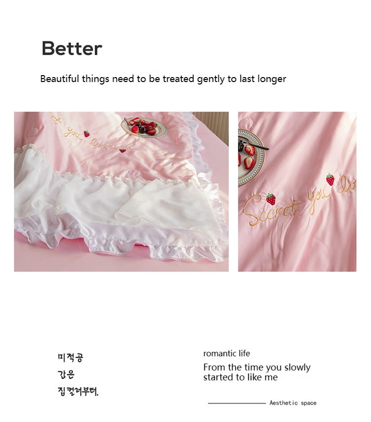 Luxury Embroidery Washed Silk Bedding Set Quilt Filled Soft and Breathable Bed Sheet 2024