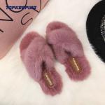 1D0013 2022 Wholesale Flat Furry Adult Lady Cotton Slide Slipper