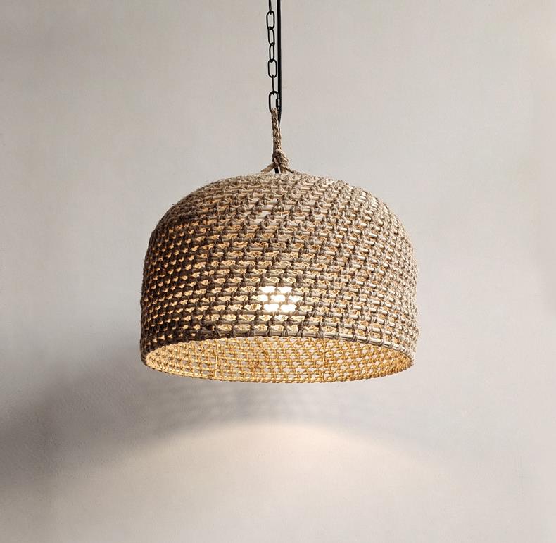 3500K Creative Rattan Pendant Light Switch Control For Living Room