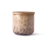 Vintage Fancy Ceramic Candle Containers With Wooden Lids Cylinder Shape