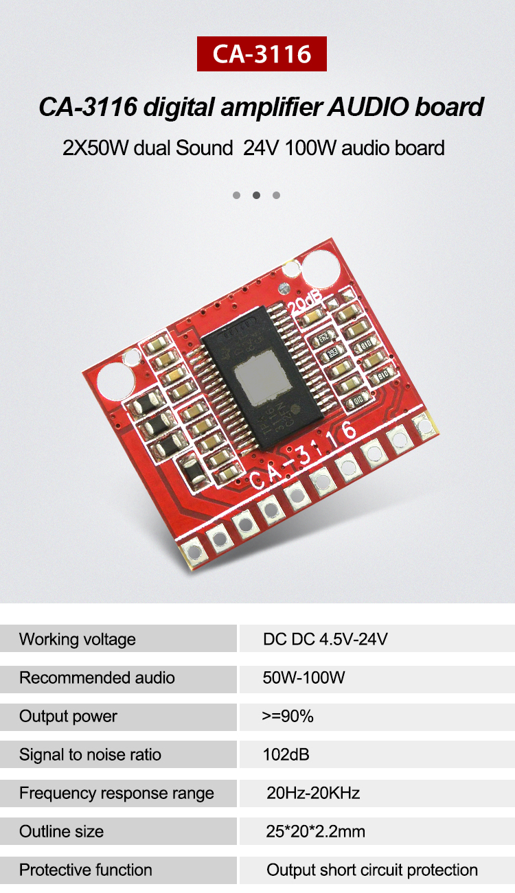 Digital Power Linear Amplifier TPA3116D2 Series Audio Amplifier Board for 100W Output