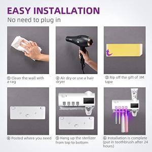 Bathroom Solar Energy UV Toothbrush Holder Toothpaste Dispenser Multi Function