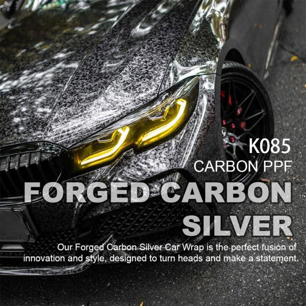 K085 Silver TPU Color Car Paint Protection Film Forged Carbon Vinyl Wrap Self