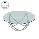 12mm tempere glass SS Coffee table with mirror gold stainless steel leg for