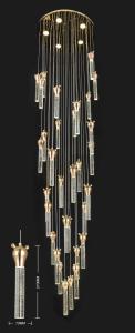China Bear head crystal staircase light luxury long chandelier rotating duplex modern simple villa apartment pick empty living room large chandelier factory